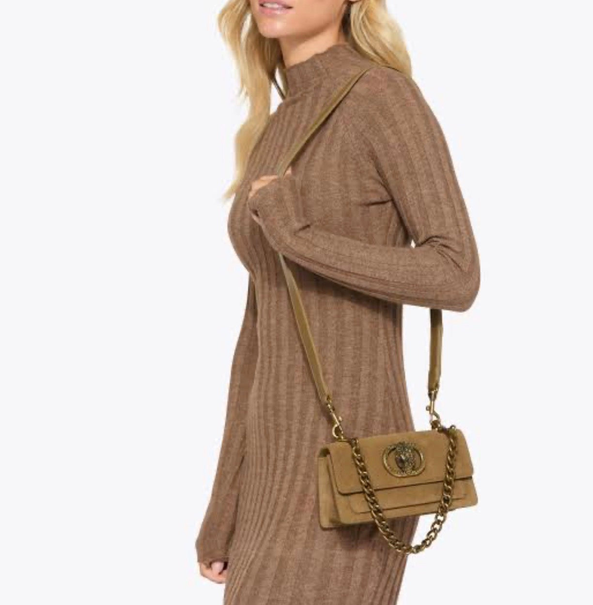 Kurt Geiger London Chelsea East West Bag Small with Brand Box- Suede