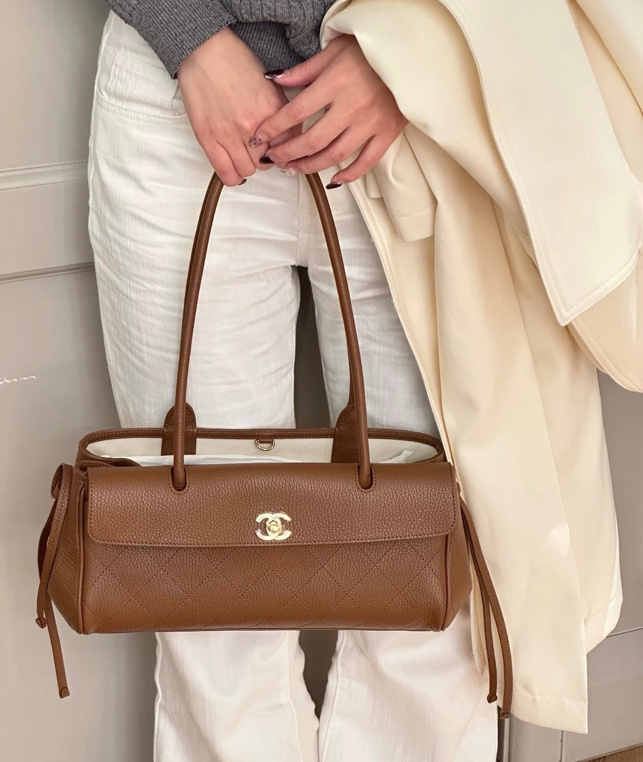 CHANEL Vintage Cerf Small Tote with Brand Box- Genuine Leather