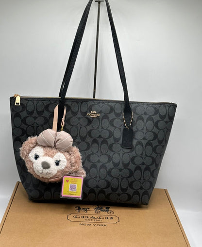 Coach Avenue Tote with Bear and Mini Bag Charm