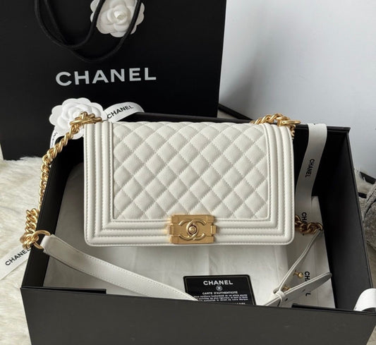 CHANEL Boy Flap Bag in Quilted Genuine Leather with Brand Box