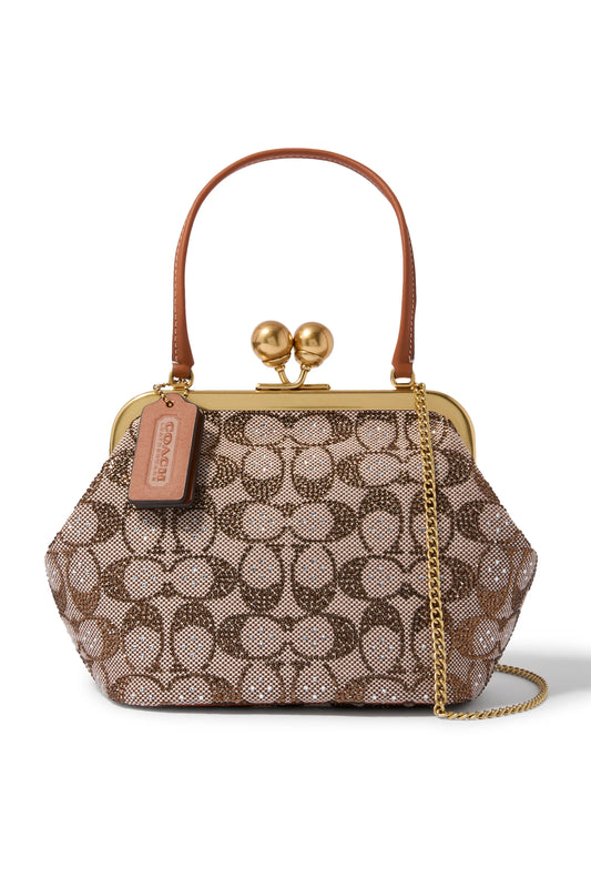 Coach Kisslock Fram Bag 16 in Crystal Signature Jacquard