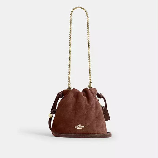 Coach Faye Drawstring Suede Bag with Brand Box