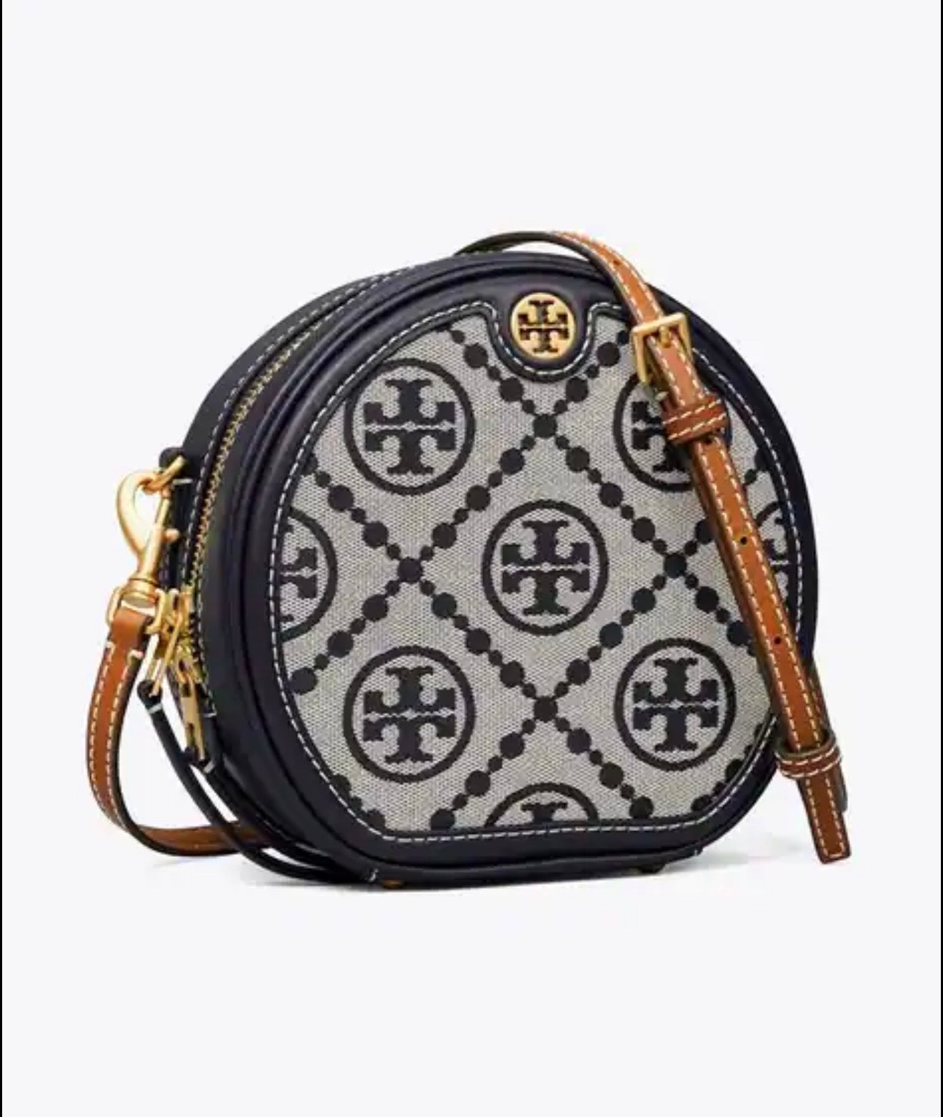 Tory Burch T Monogram Jacquard Cirlcle Mini Bag with Brand Box