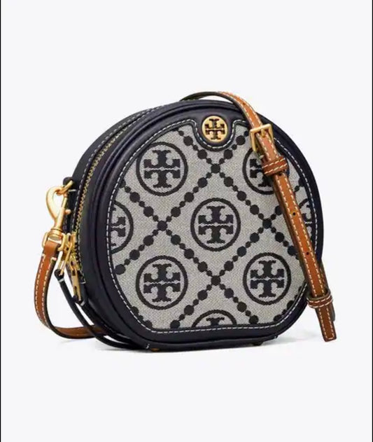 Tory Burch T Monogram Jacquard Cirlcle Mini Bag with Brand Box