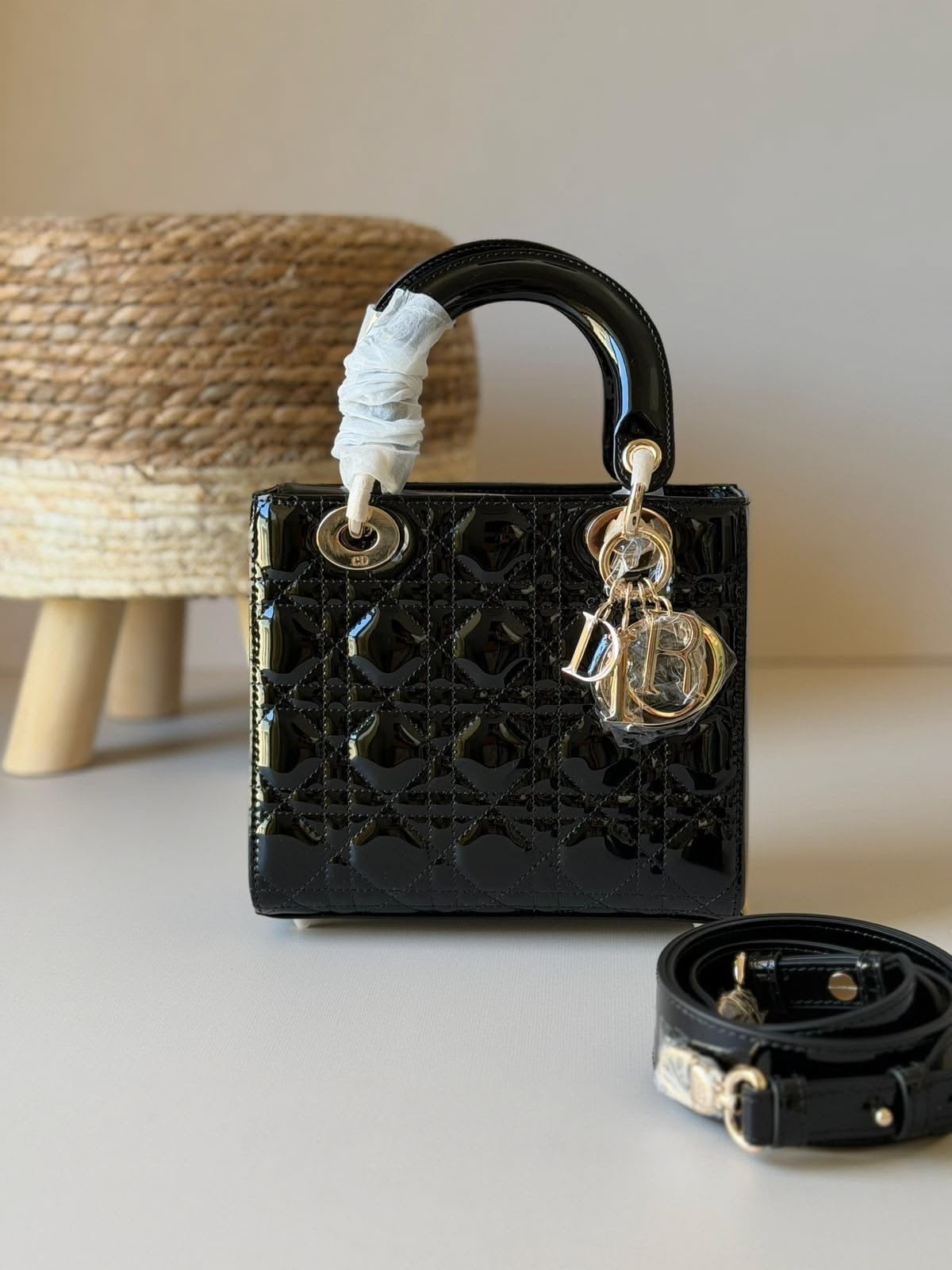 Christian Dior Lady Dior Patent Leather with Brand Box