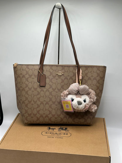 Coach Avenue Tote with Bear and Mini Bag Charm