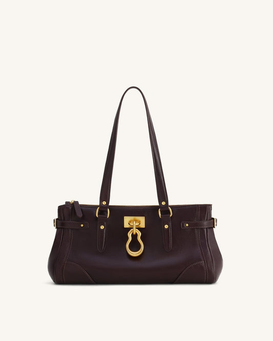JW PEI Yvette Alongated Tote with Brand Box- Coffee Brown