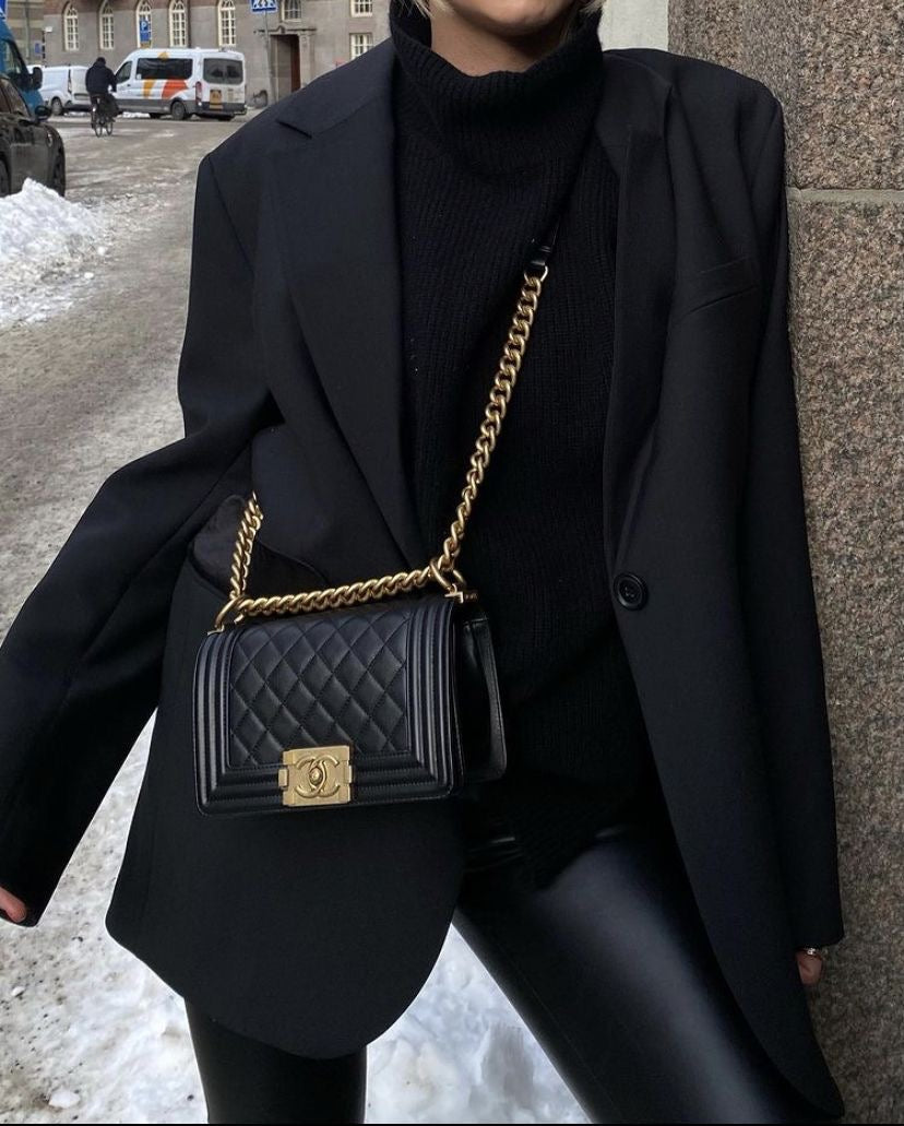 CHANEL Boy Flap Bag in Quilted Genuine Leather with Brand Box