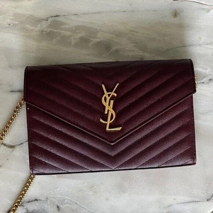 YSL Quilted Chain Wallet with Brand Box