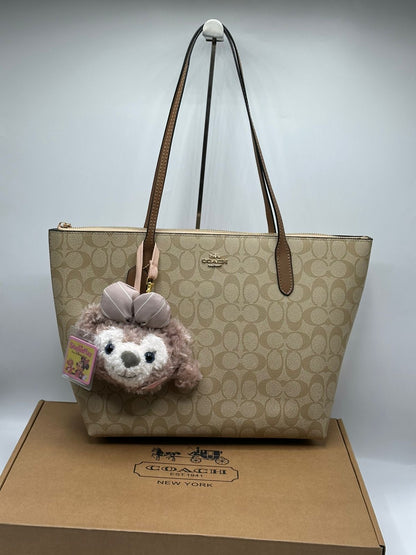 Coach Avenue Tote with Bear and Mini Bag Charm