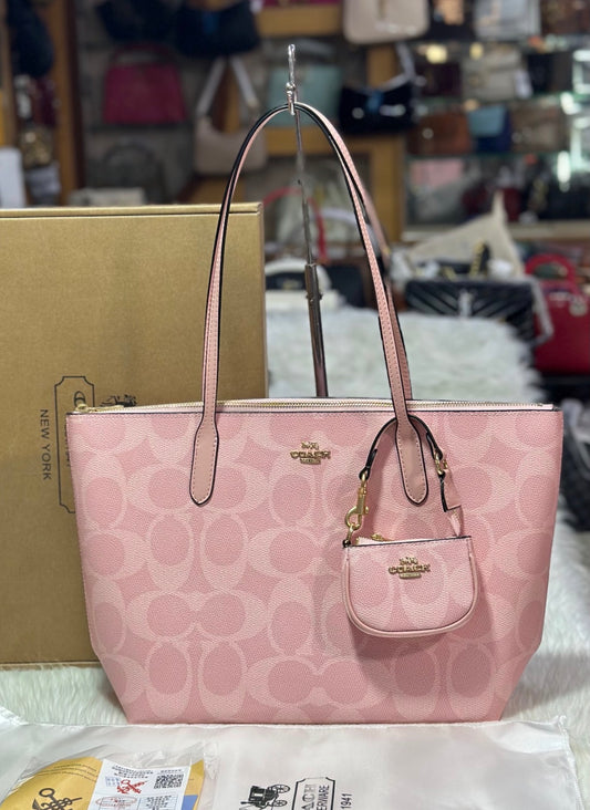 Coach Avenue Tote with Bear and Mini Bag Charm