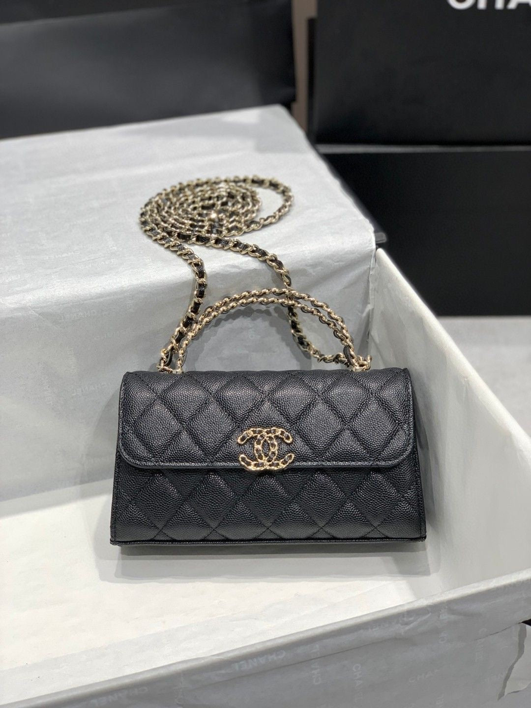 CHANEL Mini  Flap Top Handle with Brand Box - GenuineLeather