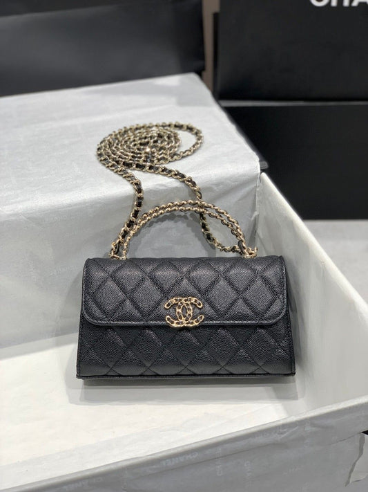 CHANEL Mini  Flap Top Handle with Brand Box - GenuineLeather