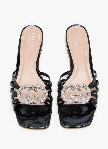 Gucci Interlocking Crystal Embellished Flat with Brand Box
