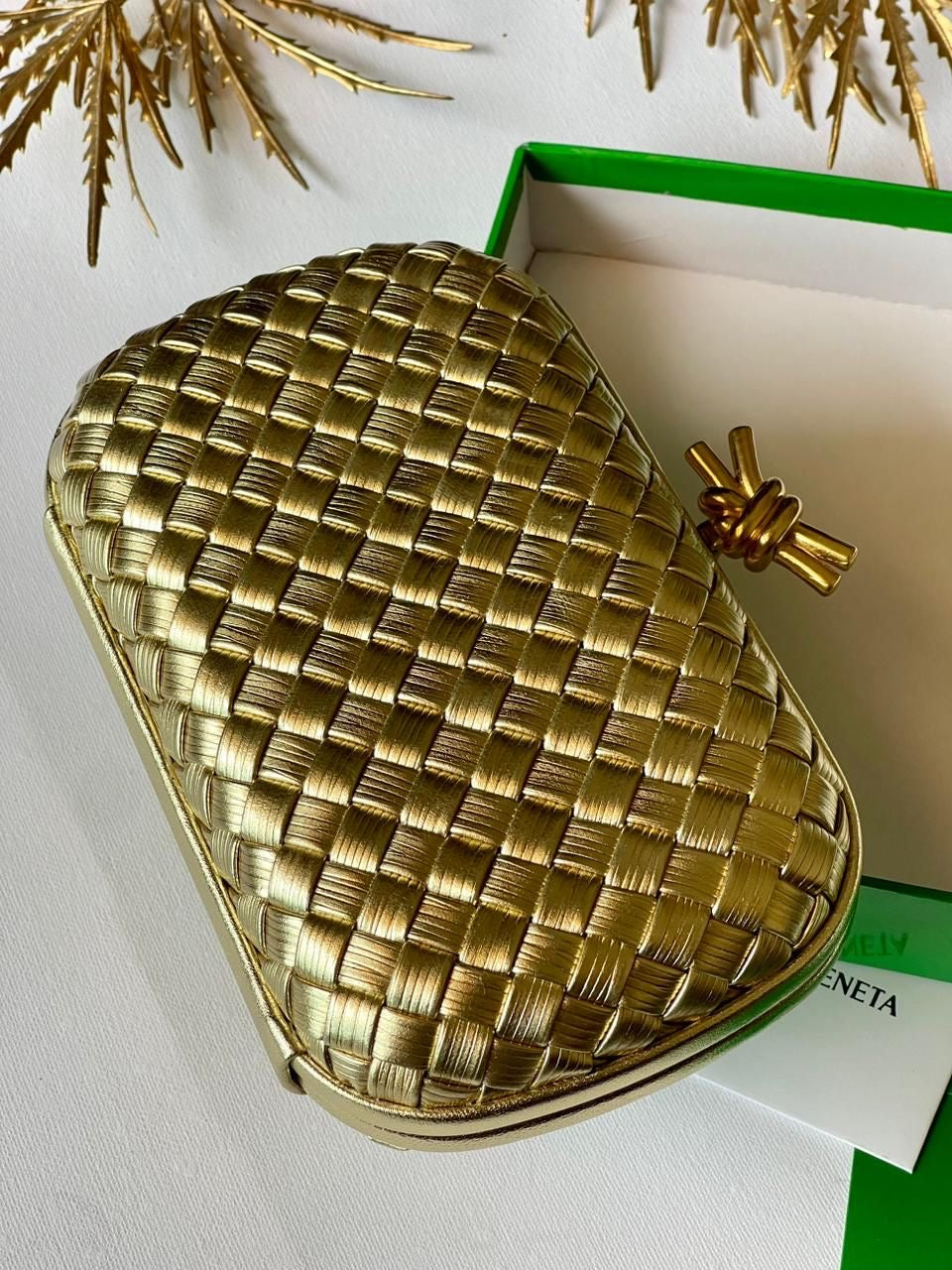 Bottega Veneta Knot Minaudiere Clutch with Brand Box