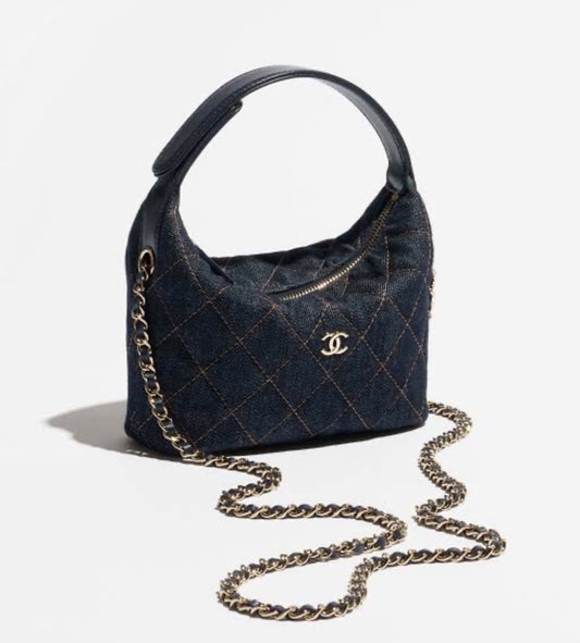 CHANEL Classic Clutch Denim with Complete Packging