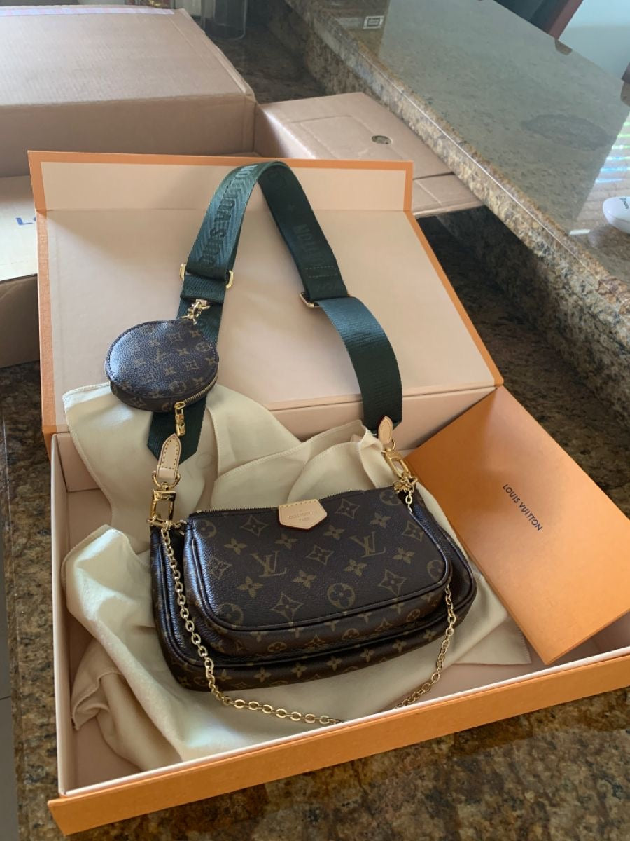 LV Multi Pochette with Brand Box - Green Strap