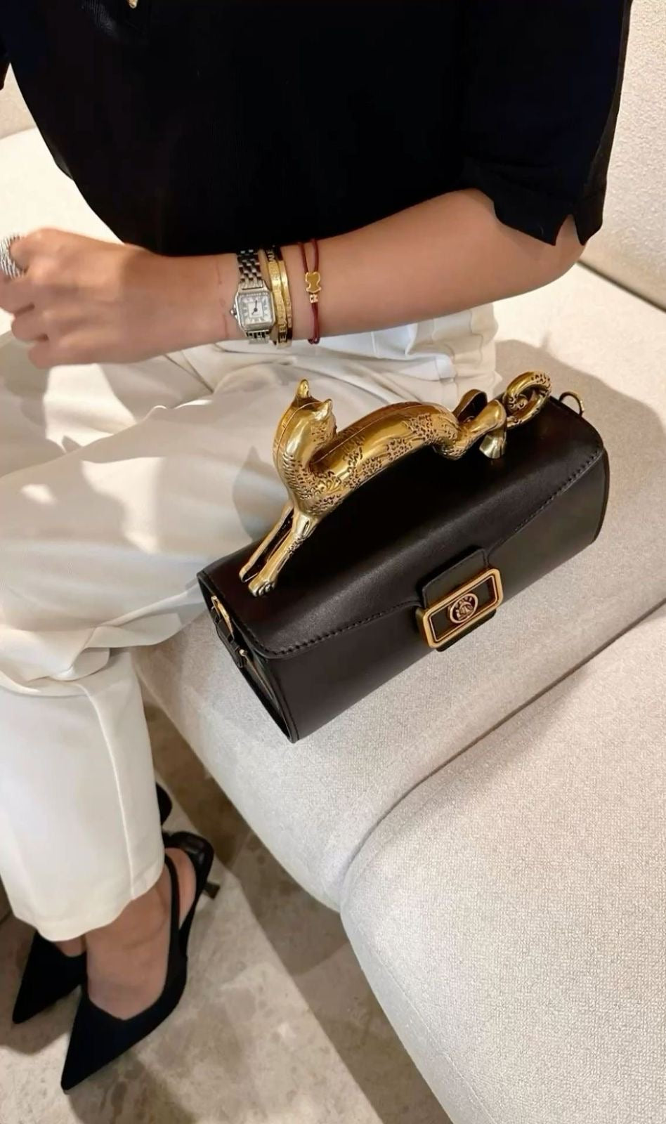 Lanvin Rateau Pencil Cat leather Bag
