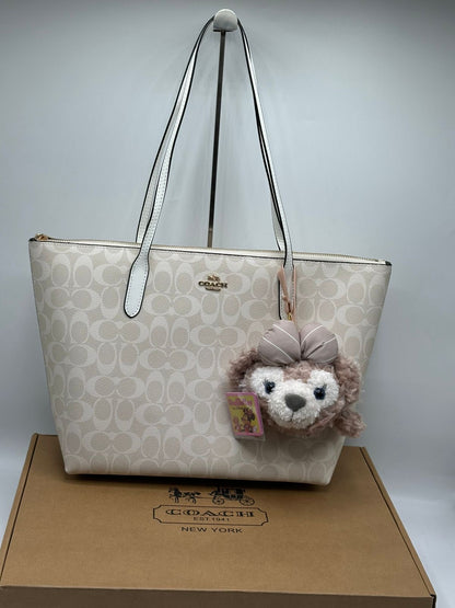 Coach Avenue Tote with Bear and Mini Bag Charm
