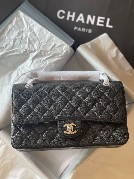 CHANEL Classic Medium Silver Hardware with Brand Box-Genuine Leather