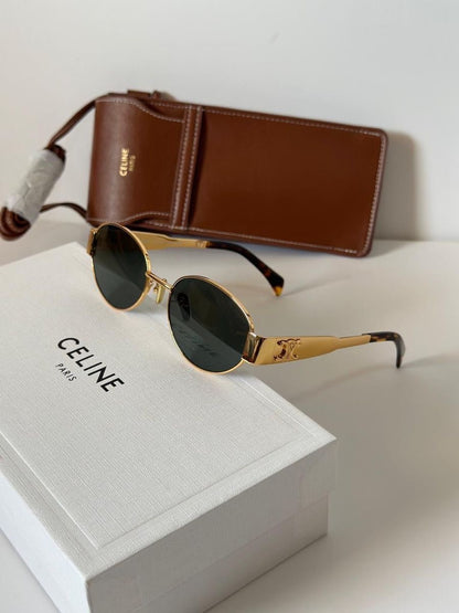 Imported CELINE sunglasses gold frame with Box
