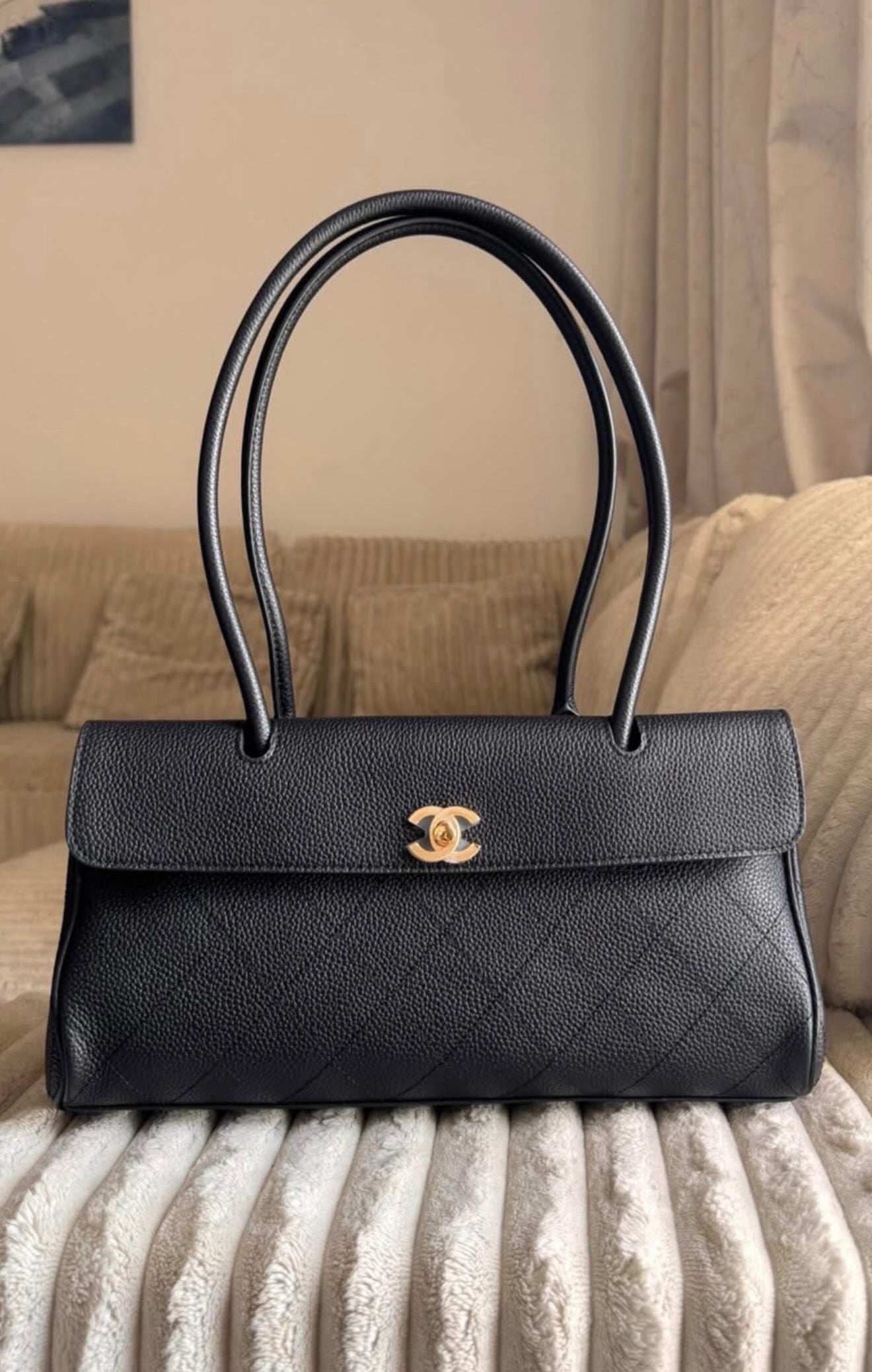 CHANEL Vintage Cerf Small Tote with Brand Box- Genuine Leather