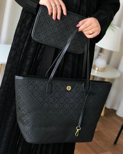 Tory Burch T Monogram Jacquard Tote Bag with Box and Pouch