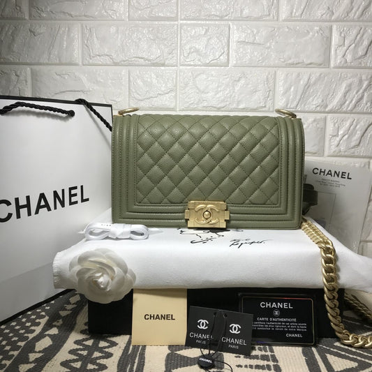 CHANEL Boy Flap Bag in Quilted Genuine Leather with Brand Box