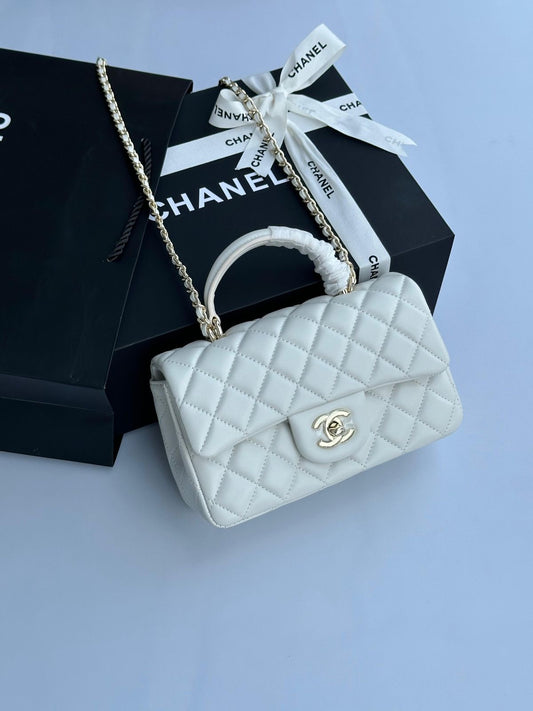 CHANEL Small Classic Top Handle with Brand Brand Box - Genuine Leather
