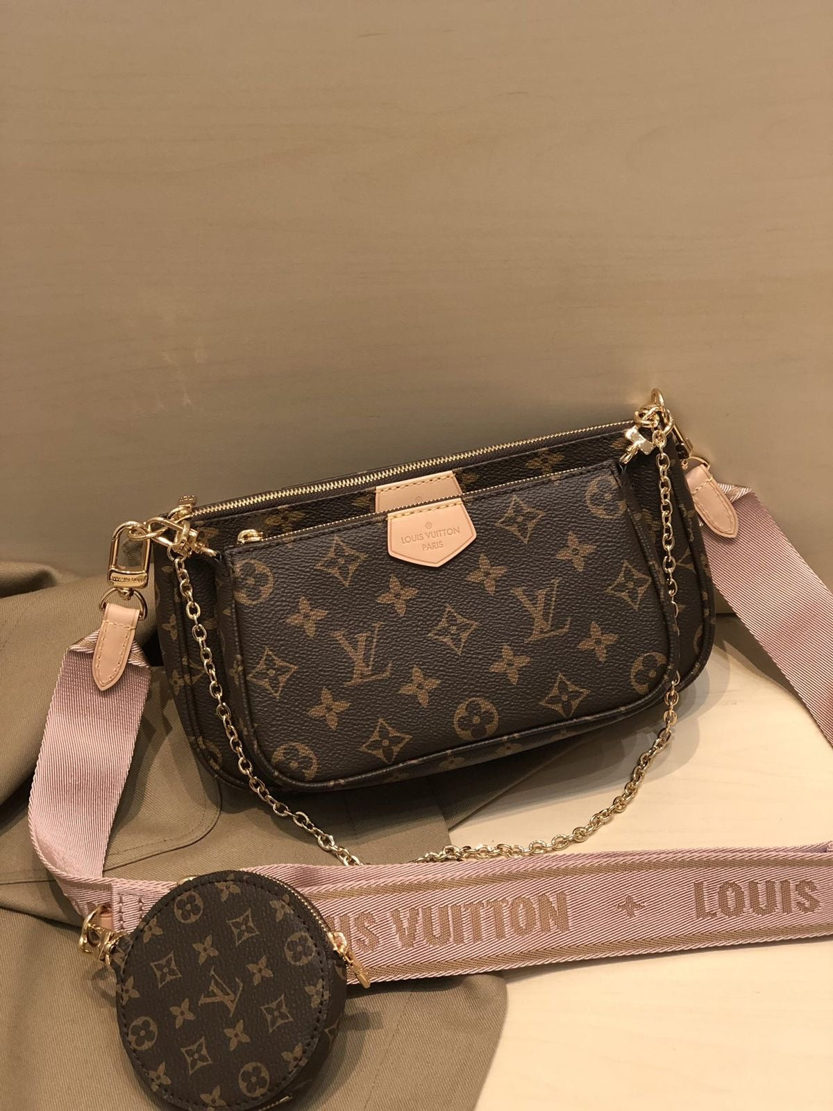 LV Multi Pochette with Brand Box - Pink Strap