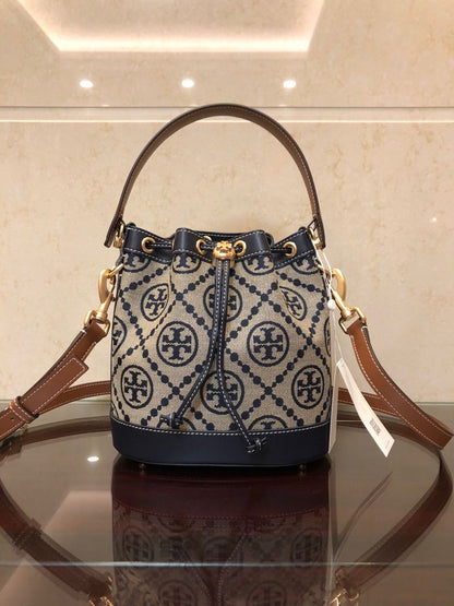 Tory Burch Jacquard Bucket Bag with Brand Box - Small