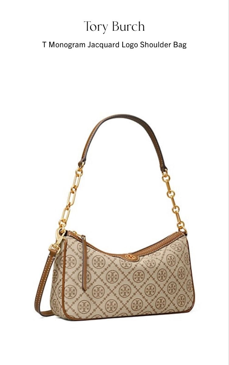 Tory Burch T Monogram Jacquard Studi Shoulder Bag with Brand Box