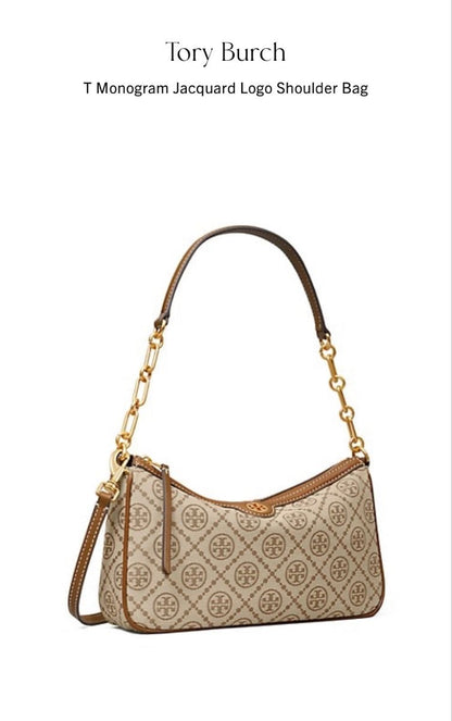 Tory Burch T Monogram Jacquard Studio Shoulder Bag with Brand Box