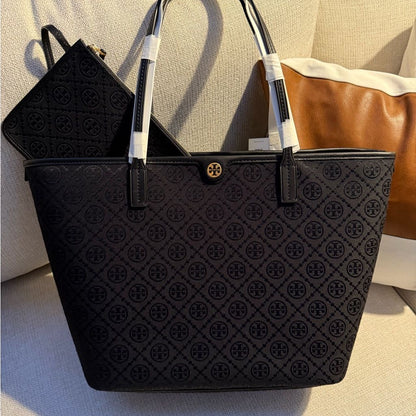 Tory Burch T Monogram Jacquard Tote Bag with Box and Pouch
