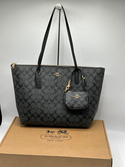 Coach Avenue Tote with Bear and Mini Bag Charm