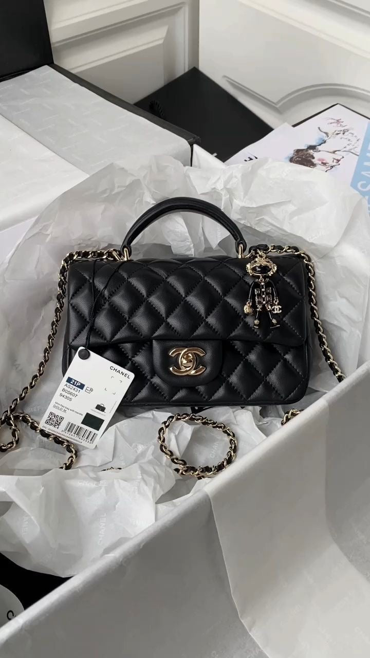 CHANEL Small Classic Top Handle with Brand Brand Box - Genuine Leather