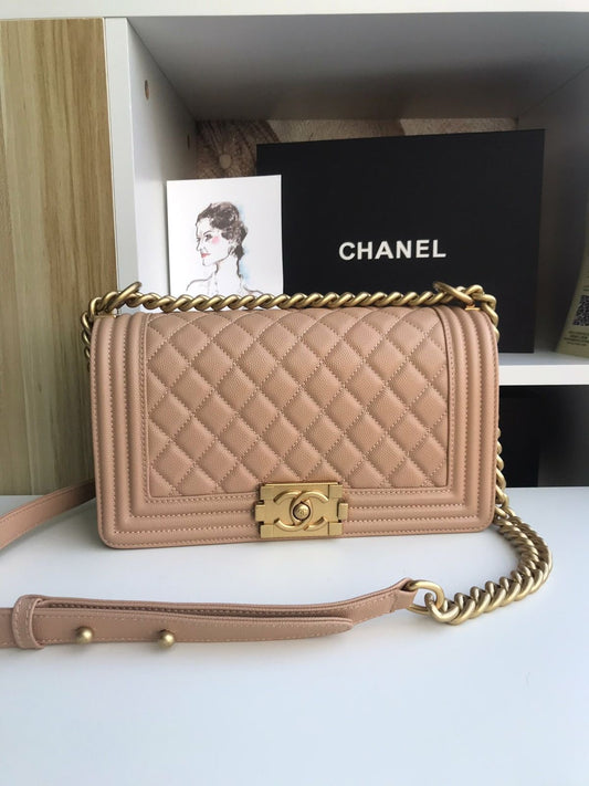 CHANEL Boy Flap Bag in Quilted Genuine Leather with Brand Box