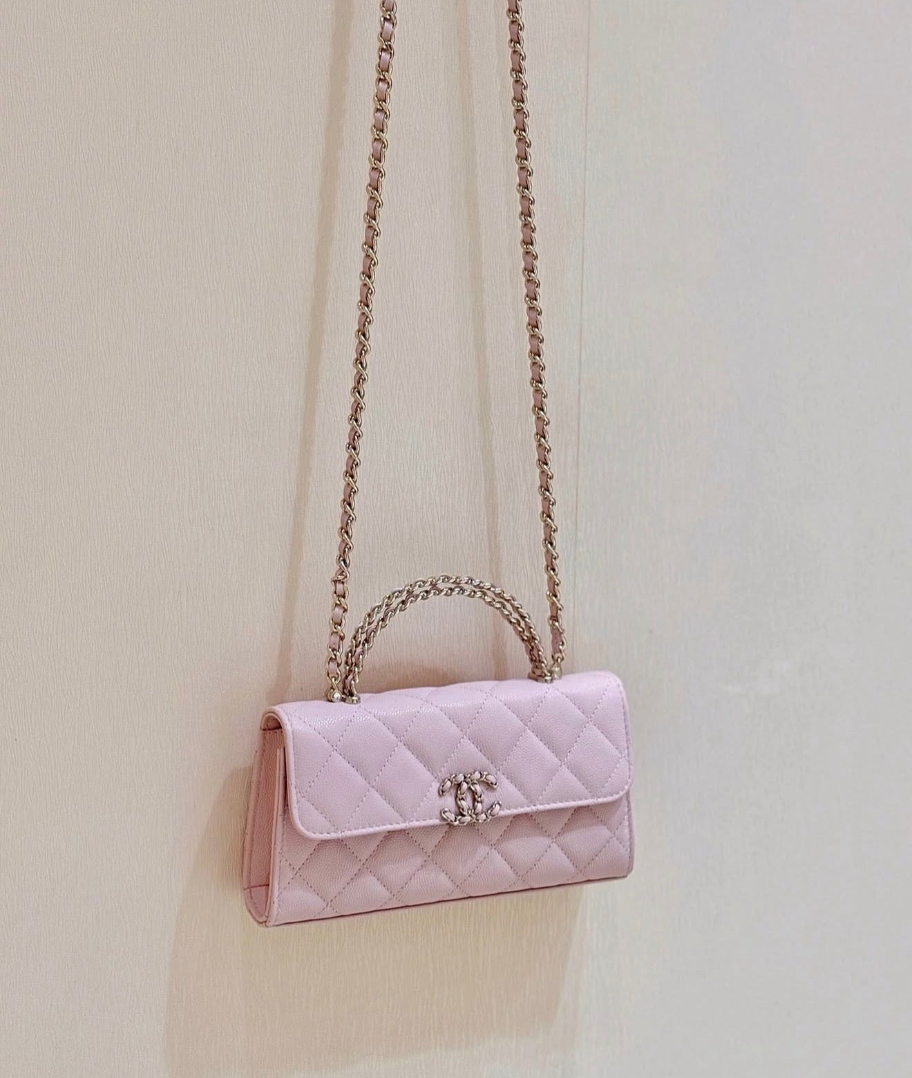 CHANEL Mini  Flap Top Handle with Brand Box - GenuineLeather