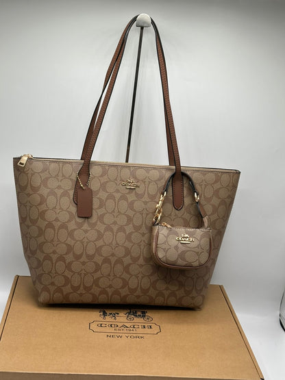 Coach Avenue Tote with Bear and Mini Bag Charm