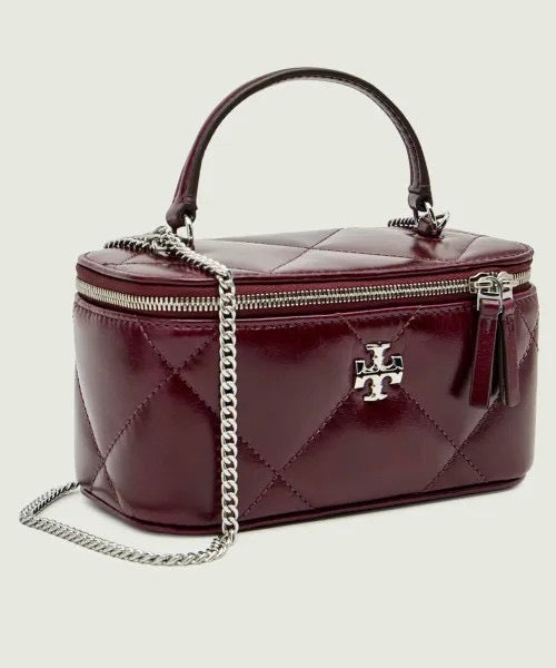 Tory Burch Kira Diamond Vanity Bag- Genuine Leather with Box and Green Dust Bag