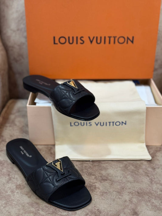 LV Quilted Leather Slides with Brand Box