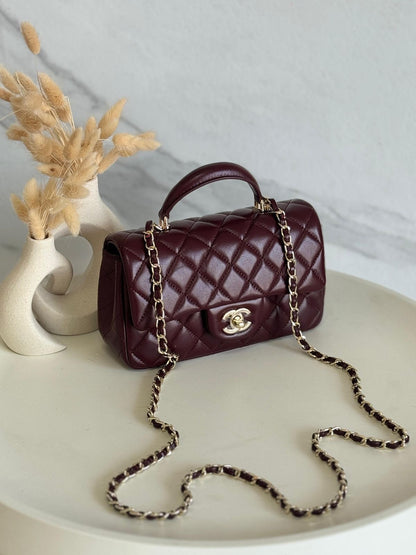 CHANEL Small Classic Top Handle with Brand Brand Box - Genuine Leather