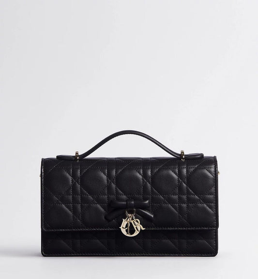 Dior Mini Soupir Black Cannage Bag with Complete Packaging- Genuine Leather