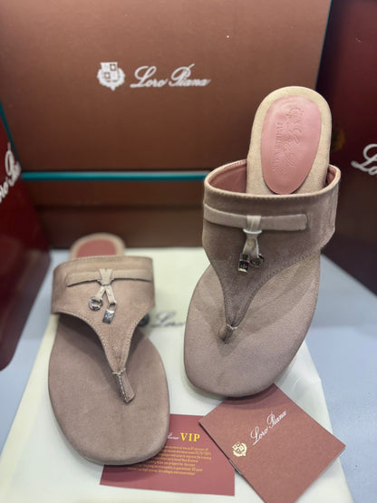 Loro Piana Summer Charms Walk Sued Thong Sandals